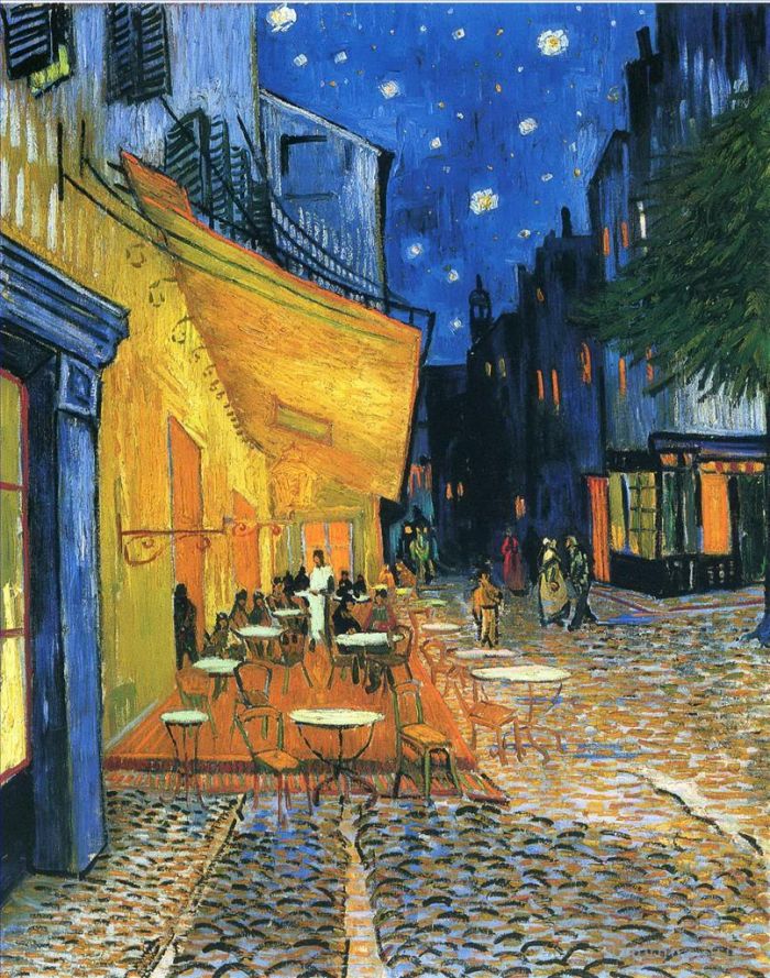 文森特·威廉·梵高 的油画作品 -  《阿尔勒的夜间露天咖啡座》