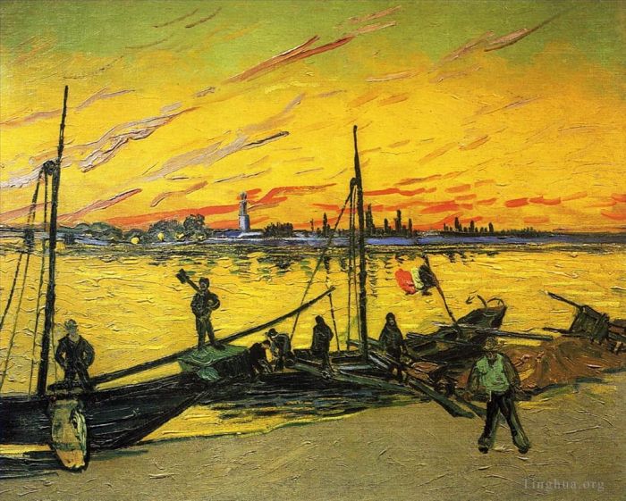 文森特·威廉·梵高 的油画作品 -  《煤炭驳船》