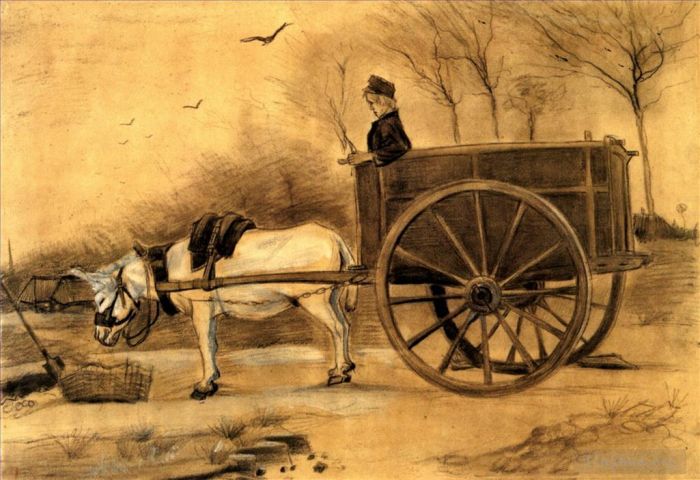 文森特·威廉·梵高 的油画作品 -  《驴和车》