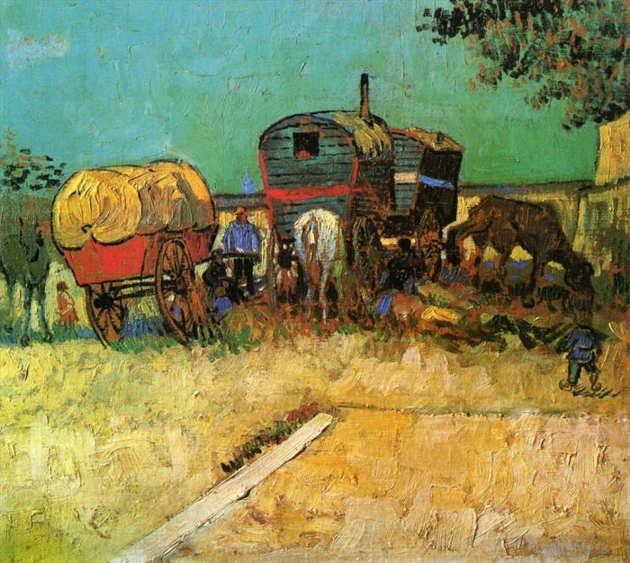 文森特·威廉·梵高 的油画作品 -  《吉普赛人和商队的营地》