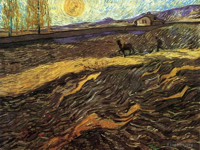 文森特·威廉·梵高 的油画作品 -  《封闭的田野与农夫》
