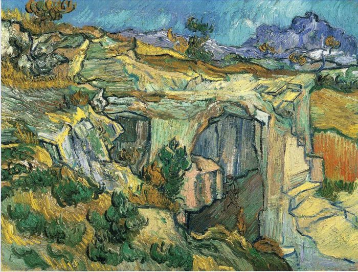 文森特·威廉·梵高 的油画作品 -  《圣雷米附近采石场的入口》