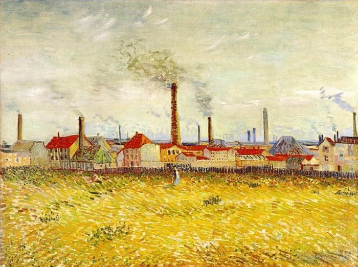 文森特·威廉·梵高 的油画作品 -  《从克利希码头看阿斯涅尔的工厂》