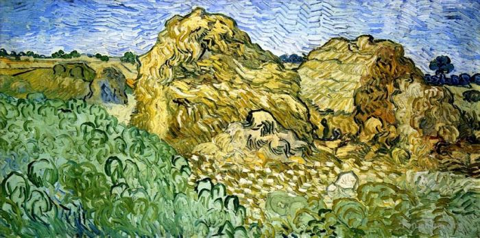 文森特·威廉·梵高 的油画作品 -  《田野里堆满了小麦》
