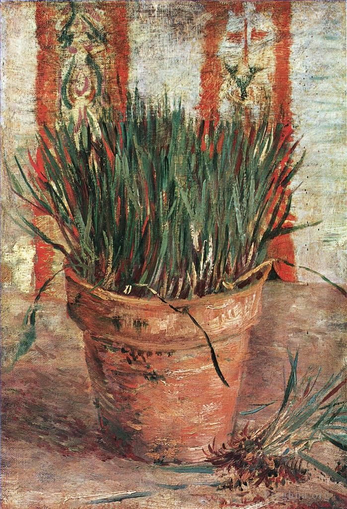 文森特·威廉·梵高 的油画作品 -  《花盆与韭菜》