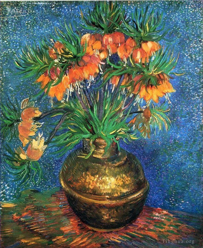 文森特·威廉·梵高 的油画作品 -  《铜花瓶中的贝母》