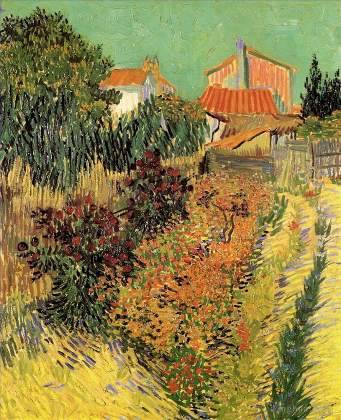 文森特·威廉·梵高 的油画作品 -  《房子后面的花园》