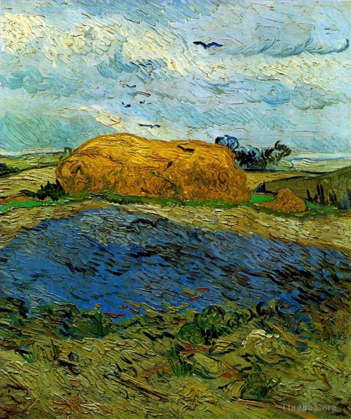 文森特·威廉·梵高 的油画作品 -  《雨天下的干草堆》