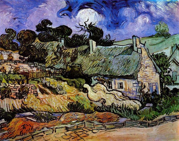 文森特·威廉·梵高 的油画作品 -  《科德维尔茅草屋顶的房子》