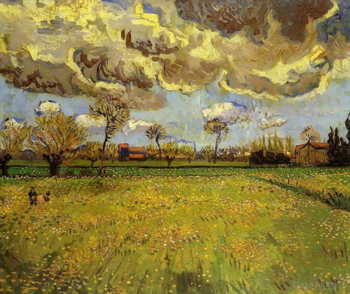 文森特·威廉·梵高 的油画作品 -  《暴风雨天空下的风景》