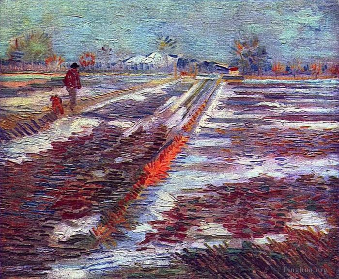 文森特·威廉·梵高 的油画作品 -  《风景与雪》