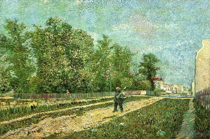 文森特·威廉·梵高 的油画作品 -  《巴黎郊区拿着铁锹的男人》