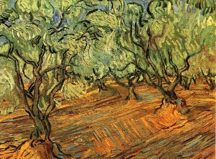 文森特·威廉·梵高 的油画作品 -  《橄榄树林明亮的蓝天,2》