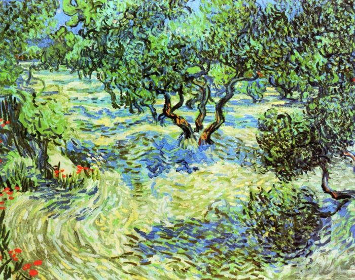 文森特·威廉·梵高 的油画作品 -  《橄榄树林明亮的蓝天》