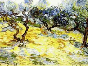 艺术家文森特·威廉·梵高作品《明亮的蓝天上的橄榄树》