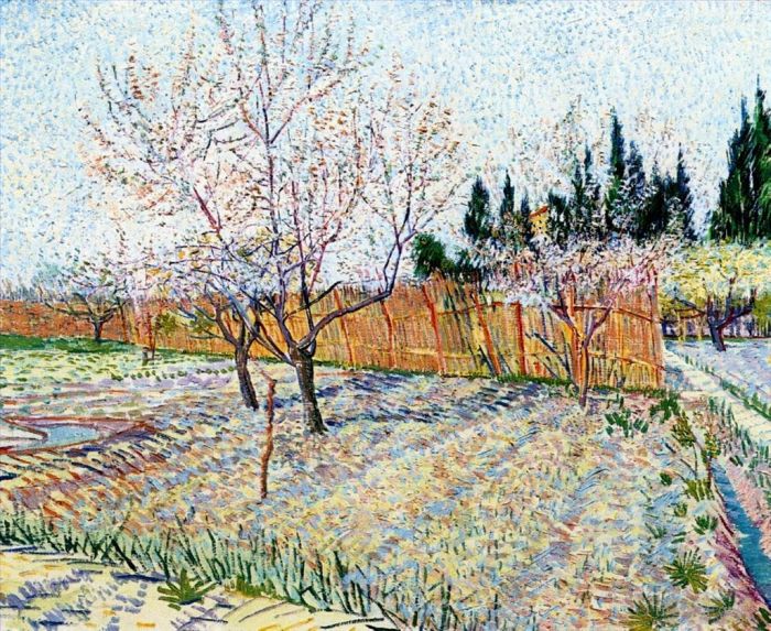 文森特·威廉·梵高 的油画作品 -  《桃树盛开的果园》