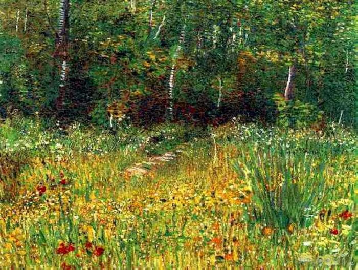 文森特·威廉·梵高 的油画作品 -  《春天的阿斯尼尔公园》