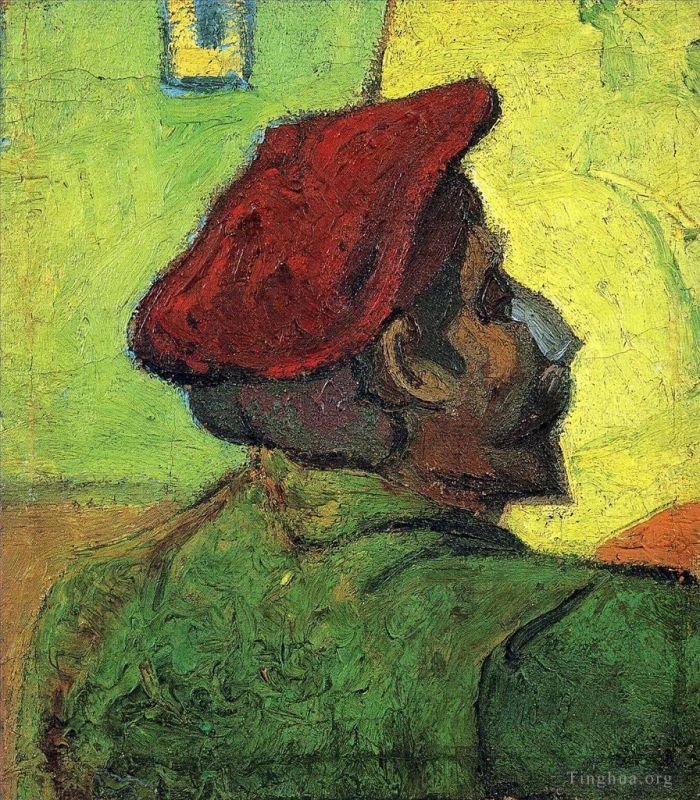 文森特·威廉·梵高 的油画作品 -  《保罗·高更,戴红色贝雷帽的男人》