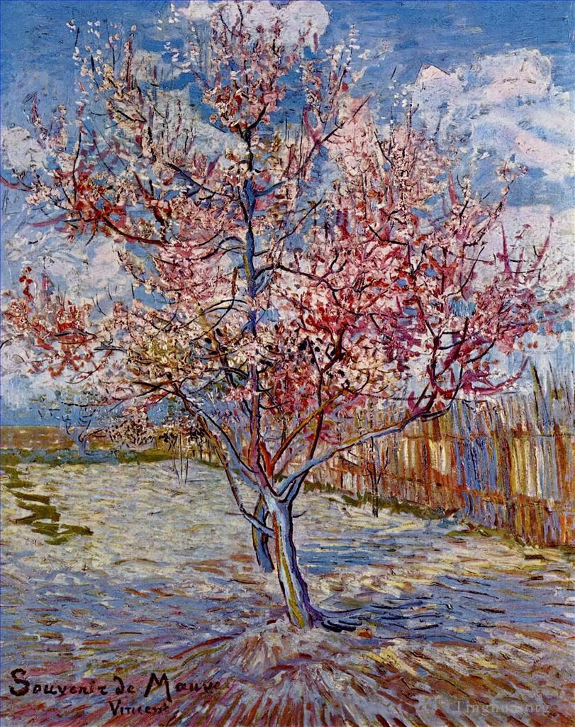 文森特·威廉·梵高作品《桃树盛开，纪念紫红色》