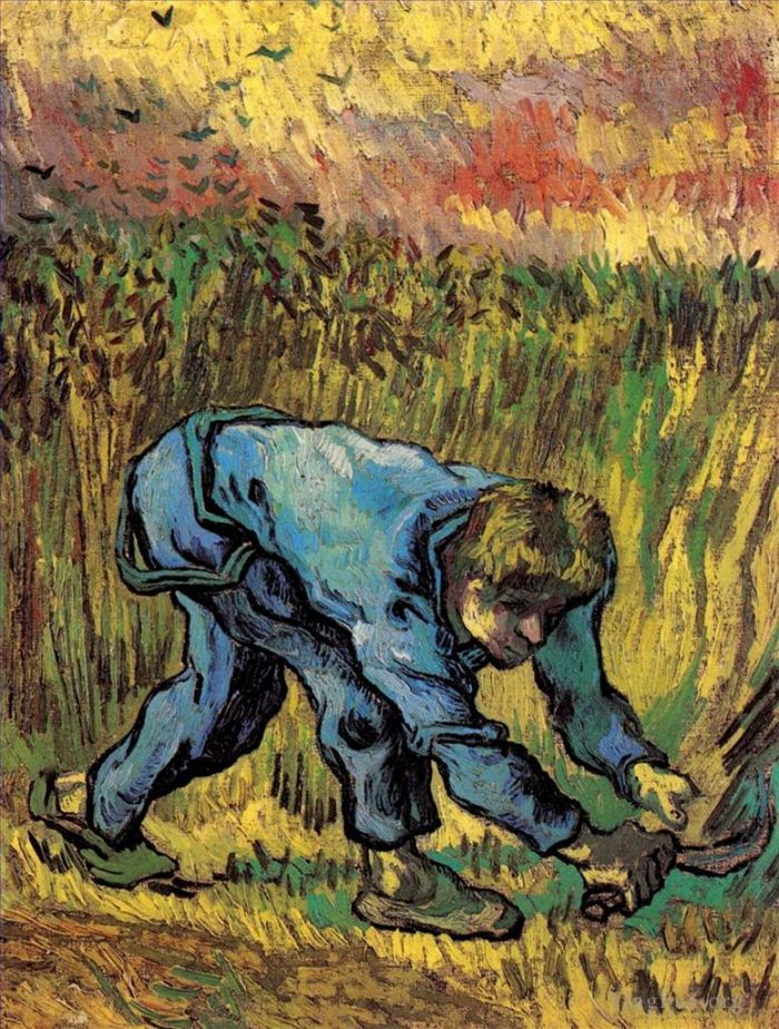 文森特·威廉·梵高 的油画作品 -  《收割小米后用镰刀收割》
