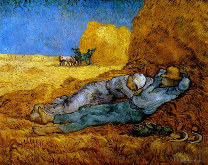 文森特·威廉·梵高 的油画作品 -  《工作休息（仿米勒）》