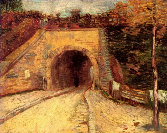 文森特·威廉·梵高 的油画作品 -  《有地下通道高架桥的道路》