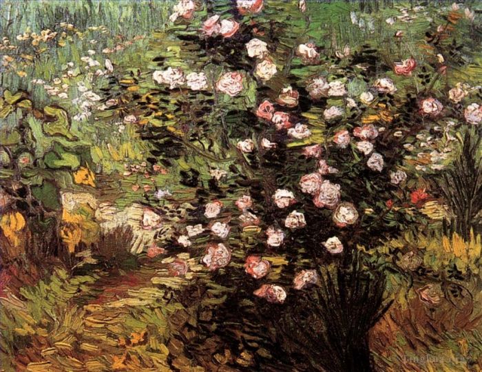 文森特·威廉·梵高 的油画作品 -  《盛开的玫瑰丛》