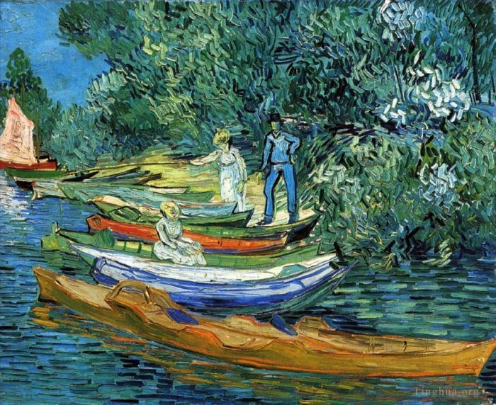 文森特·威廉·梵高 的油画作品 -  《瓦兹河岸上的划艇》