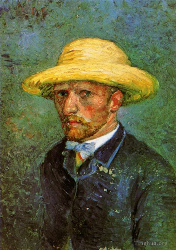 文森特·威廉·梵高 的油画作品 -  《戴草帽的自画像之二》