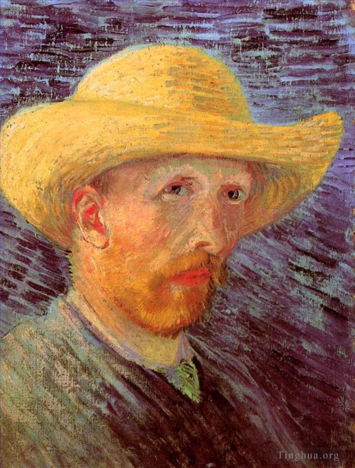 文森特·威廉·梵高 的油画作品 -  《与草帽一伙的自画像3》