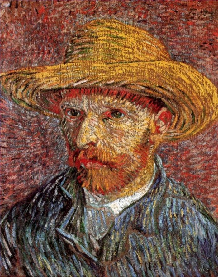 文森特·威廉·梵高 的油画作品 -  《与草帽一伙的自画像4》
