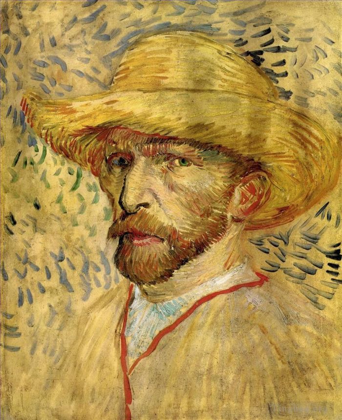 文森特·威廉·梵高 的油画作品 -  《戴草帽的自画像》