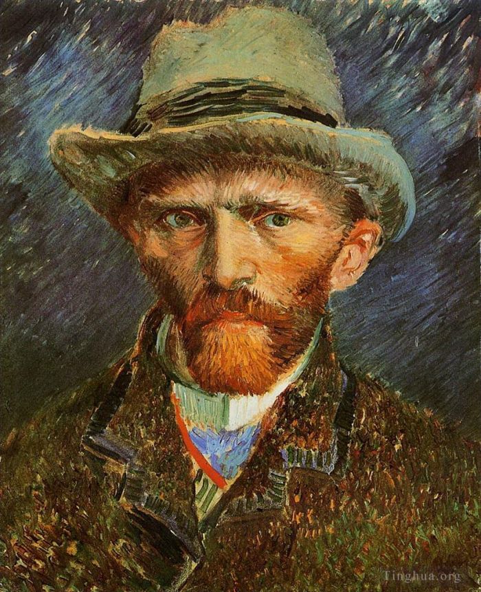 文森特·威廉·梵高 的油画作品 -  《戴灰沿帽的自画像》