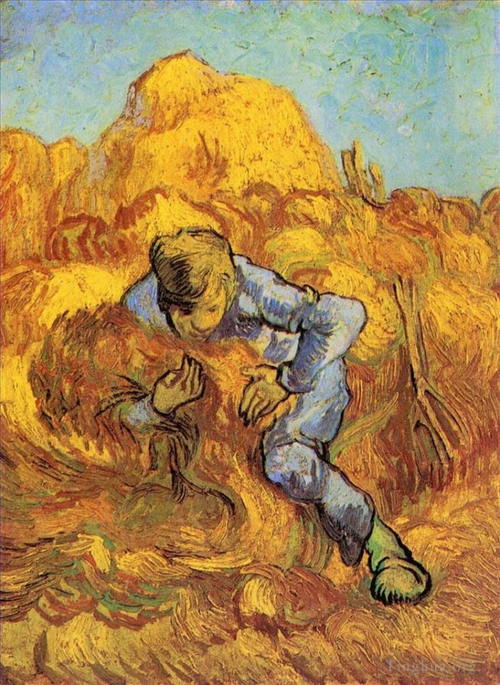文森特·威廉·梵高 的油画作品 -  《捆扎机,小米后》