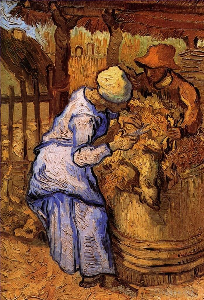 文森特·威廉·梵高 的油画作品 -  《剪羊毛者,小米之后》
