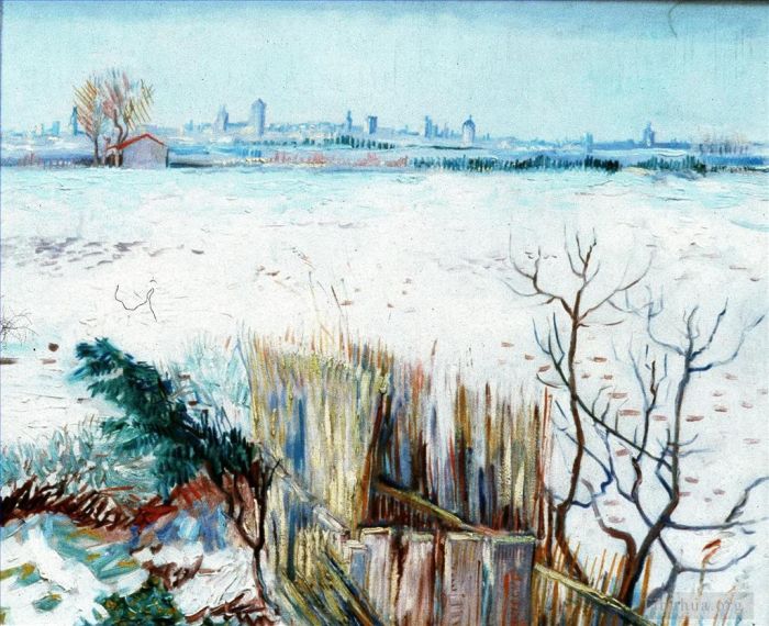 文森特·威廉·梵高 的油画作品 -  《能看到阿尔勒的雪景》