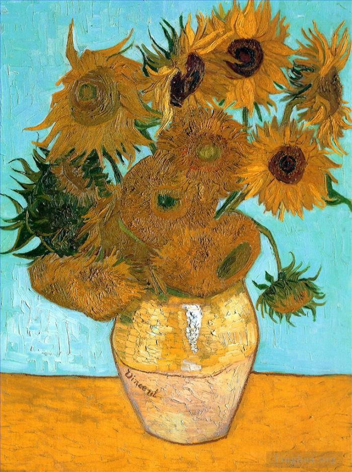 文森特·威廉·梵高 的油画作品 -  《插着十二朵向日葵的静物花瓶》