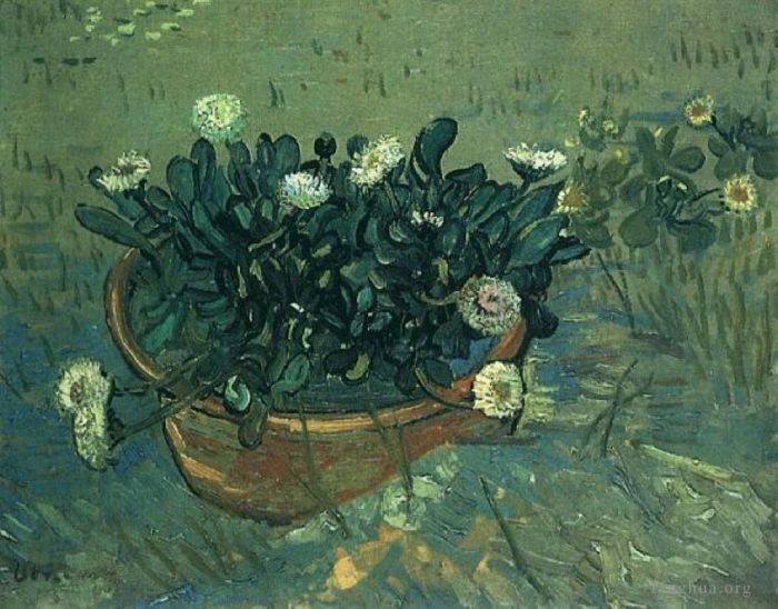 文森特·威廉·梵高 的油画作品 -  《静物碗与雏菊》