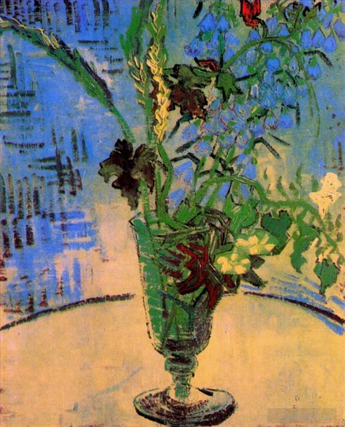 文森特·威廉·梵高 的油画作品 -  《静物玻璃与野花》