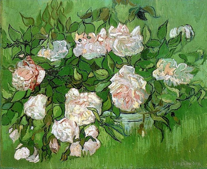 文森特·威廉·梵高 的油画作品 -  《静物粉红玫瑰》