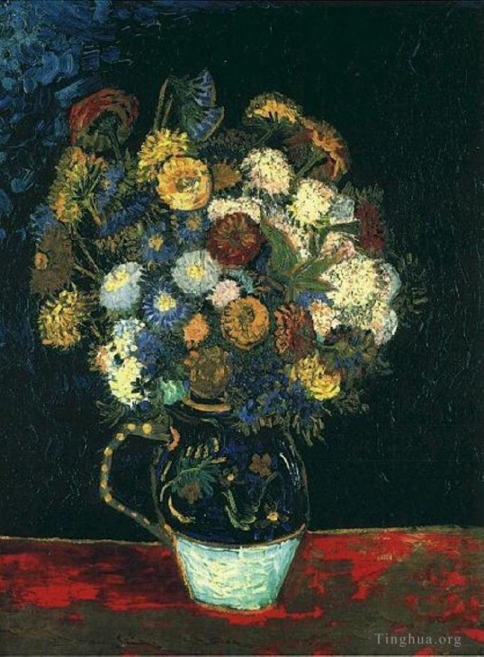 文森特·威廉·梵高 的油画作品 -  《静物花瓶与百日草》