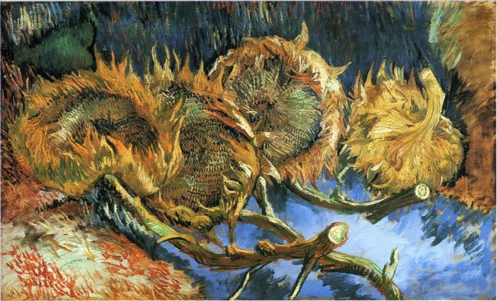 文森特·威廉·梵高 的油画作品 -  《有四只向日葵的静物》
