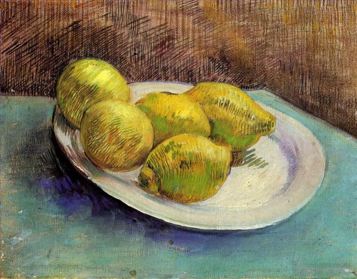 文森特·威廉·梵高 的油画作品 -  《盘子里有柠檬的静物》