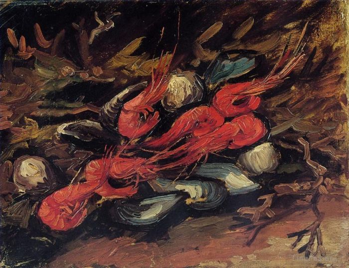 文森特·威廉·梵高 的油画作品 -  《静物与贻贝和虾》
