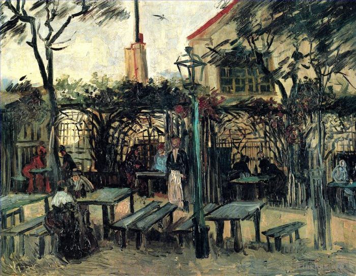 文森特·威廉·梵高 的油画作品 -  《蒙马特,La,Guinguette,咖啡馆的露台》