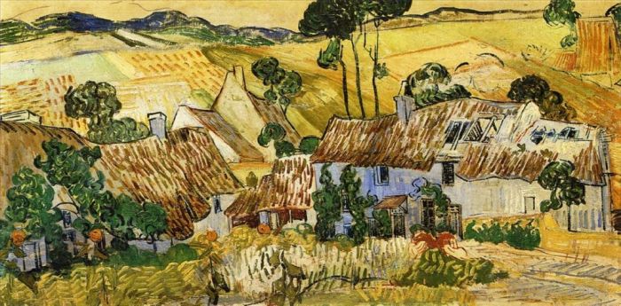 文森特·威廉·梵高 的油画作品 -  《依山而建的茅草屋》