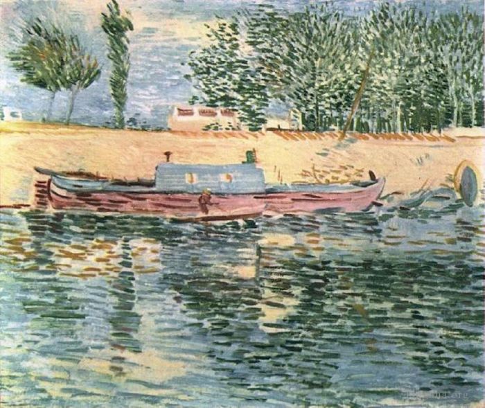 文森特·威廉·梵高 的油画作品 -  《塞纳河畔的小船》