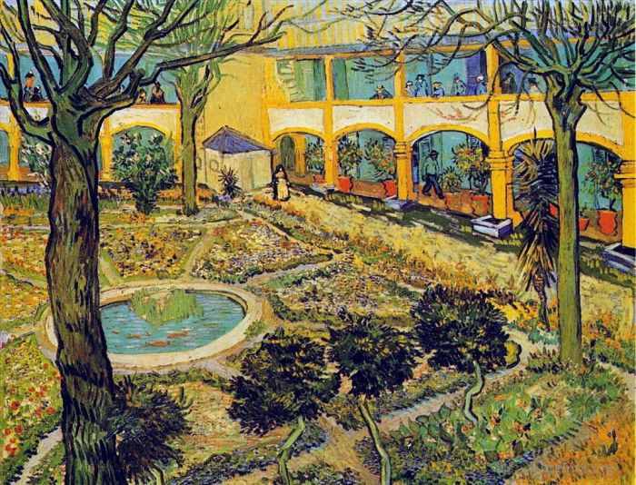 文森特·威廉·梵高 的油画作品 -  《阿尔勒医院庭院》