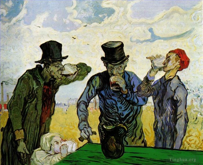 文森特·威廉·梵高 的油画作品 -  《三个喜欢的人（仿杜米埃）》