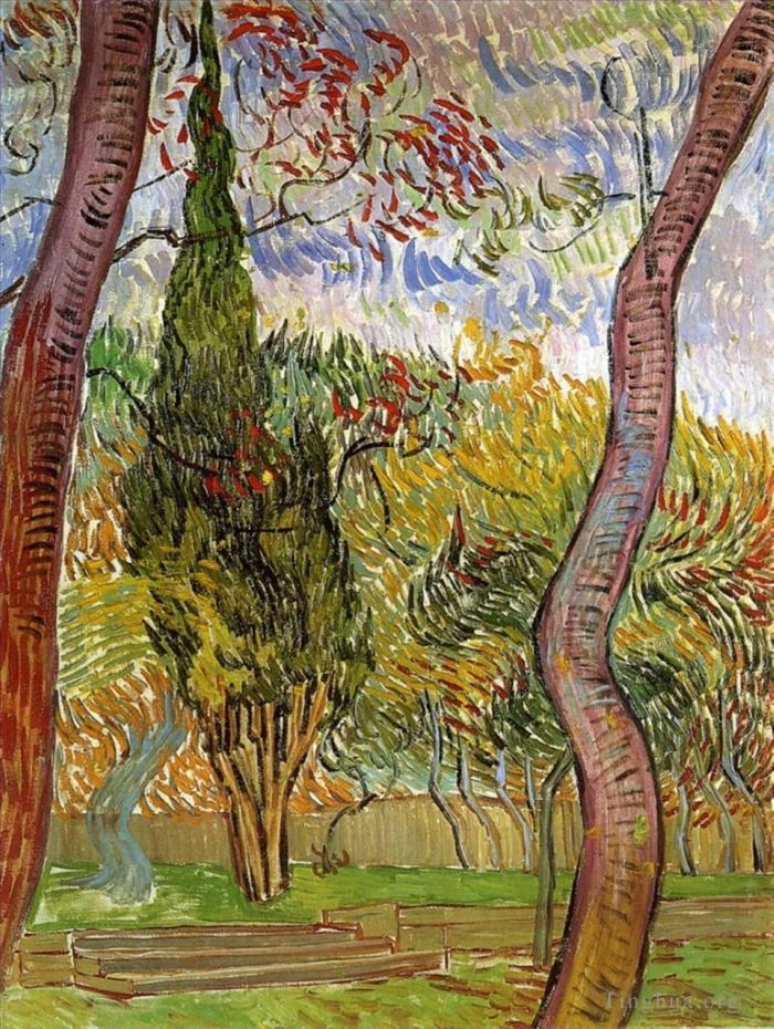 文森特·威廉·梵高 的油画作品 -  《圣保罗医院花园2》
